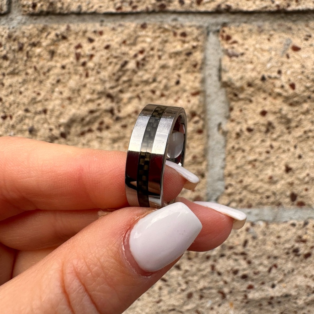 Silver and Black men’s tungsten Ring